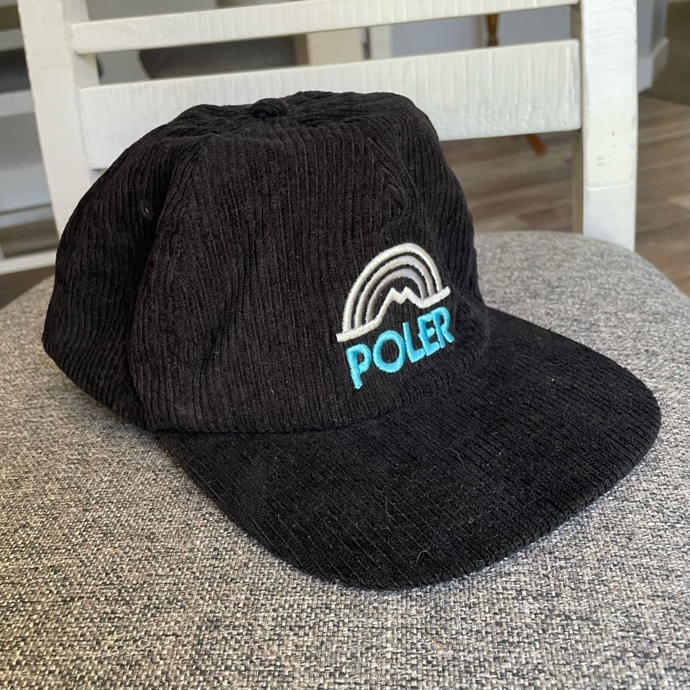 Polar Mountain Rainbow Camp Vibes SnapBack black corduroy hat!
